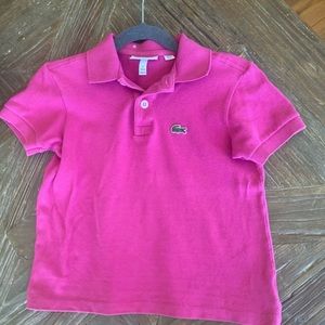 Lacoste toddler boy size 5, pink pique polo shirt